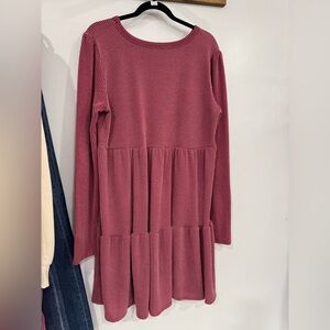 Ribbed Pink Sleeve Dress
